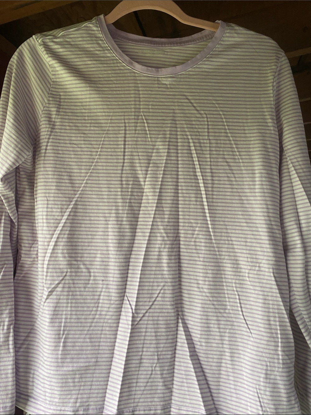 Striped Long-Sleeve Crewneck Shirt - Light Purple